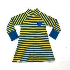 Alba Denmark Striped Heart Clara Cosy School Dress 86 12-18 Months Blue Yellow